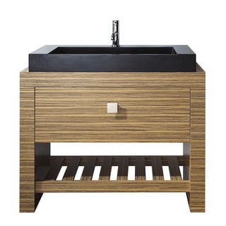 Low Price Avanity Knox 39-inch Single Vanity in Zebra Wood Finish with Sink and Top