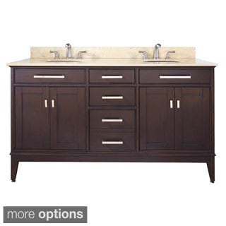 ( ._.) Avanity Madison 60-inch Double Vanity in Light Espresso Finish with Dual Sinks and Top