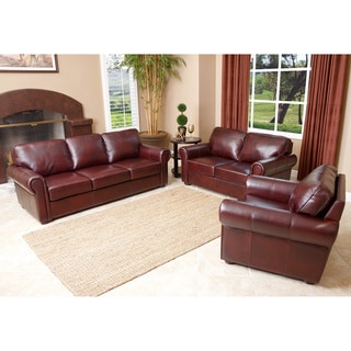 Find Shop Abbyson Living 'Bella' Burgundy Leather 3-piece Sofa Set