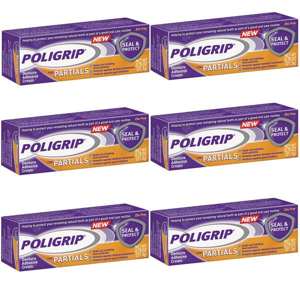 Poligrip for Partials Seal and Protect Denture Adhesive Cream (Pack of