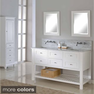 Great Prices Pearl White 60-inch Mission Spa Premium Double Vanity Sink Cabinet