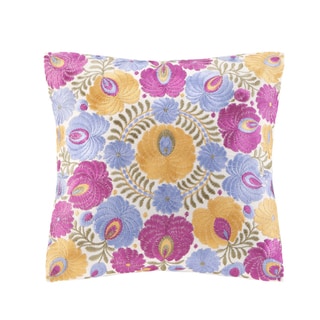 Best Shopping Echo Laila Cotton Square Throw Pillow with Floral Embroidery