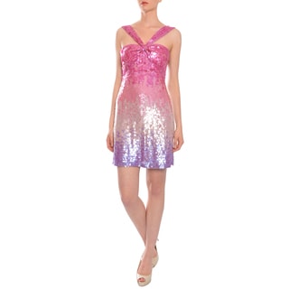 Aidan Mattox Women's Ombre Fully Sequined Halter Evening Dress-Image