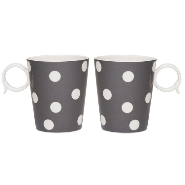 Freshness Mix & Match Grey Dots 12-ounce Mugs (Set of 2)