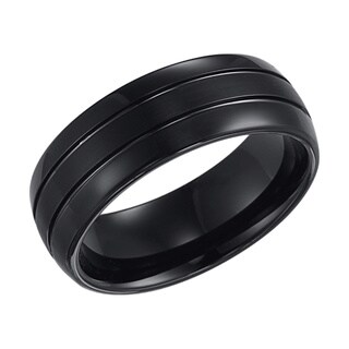 Cambridge Black Tungsten Carbide 8mm 3-row Comfort-fit Wedding Band