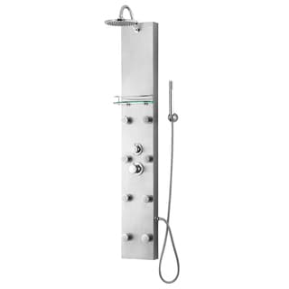 ===>  Blue Ocean 57-inch Stainless Steel Thermostatic Shower Panel with Rainfall Shower Head, Body Nozzles, and Handheld Shower Head