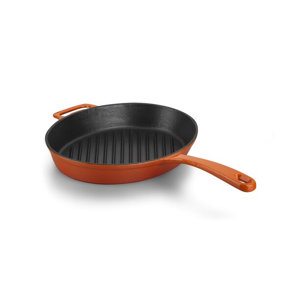 Korkmaz Casterra 12.5-inch Ceramic Coating Cast Iron Oval Fry Pan