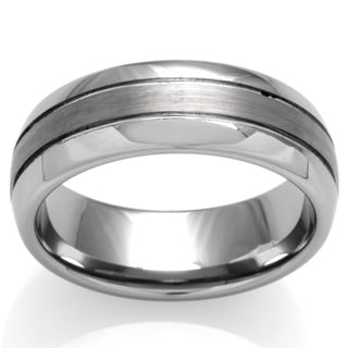 Cambridge Tungsten Carbide 3-row 8mm Comfort Fit Wedding Band-Image