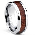 Oliveti Men's Titanium Real Wood Inlay Flat Top Band Comfort-fit Ring (8 mm)