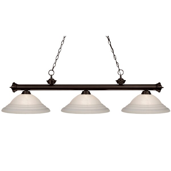 'Riviera' Bronze/ Swirled Glass 3-light Billiard/ Island Fixture