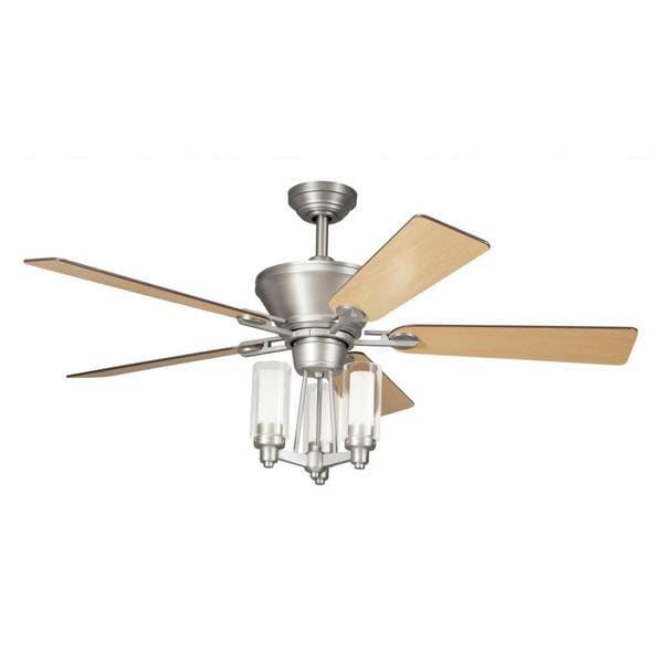... Nickel 52 inch Ceiling Fan with 3-light Kit and Carved Wood Blades