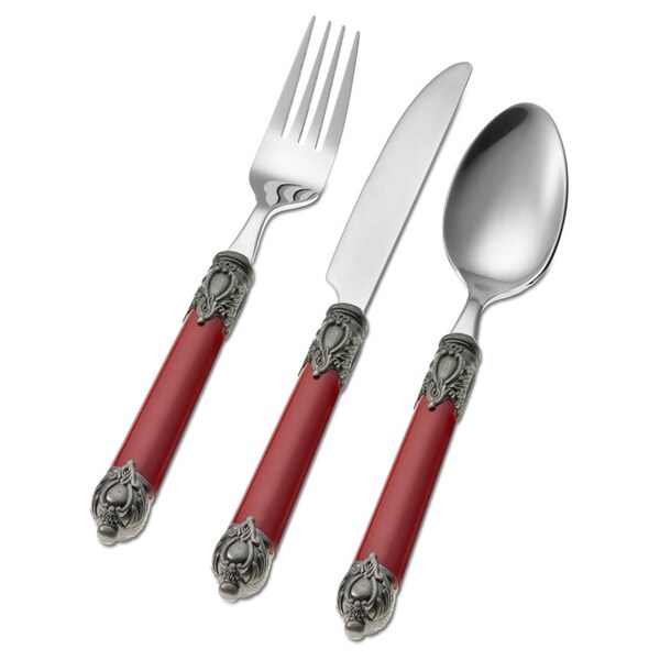 Hampton Forge Signature San Remo 20-piece Stainless Steel Flatware Set with Red Handles