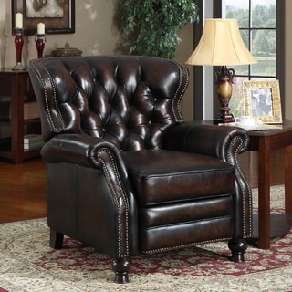 (>_<)  At Home Designs Manhattan Antique Bronze Leather Classic Recliner