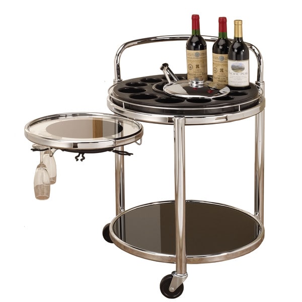 Bottle Holders Black/ Chrome Serving Cart 16169450