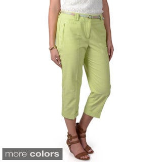 Journee Collection Women's Slim Fit Belted Capri Pants-Image