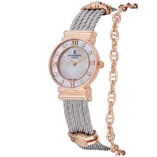 Charriol Women's 028PD1.540.552 'St Tropez' Mother of Pearl Diamond Dial Two Tone Watch
