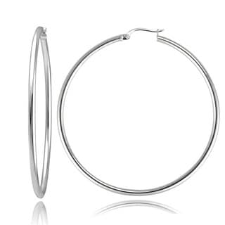 Mondevio Sterling Silver High Polished Round Hoop Earrings
