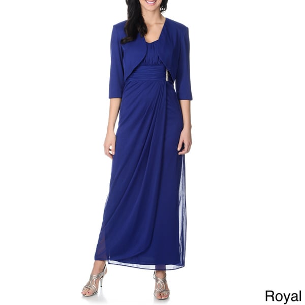 R & M Richards Women's Royal Blue 2-piece Gown and Jacket Set