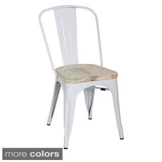 Online Specials White Frame Vintage French Cafe Bistro Armless Chair (4 Pack)