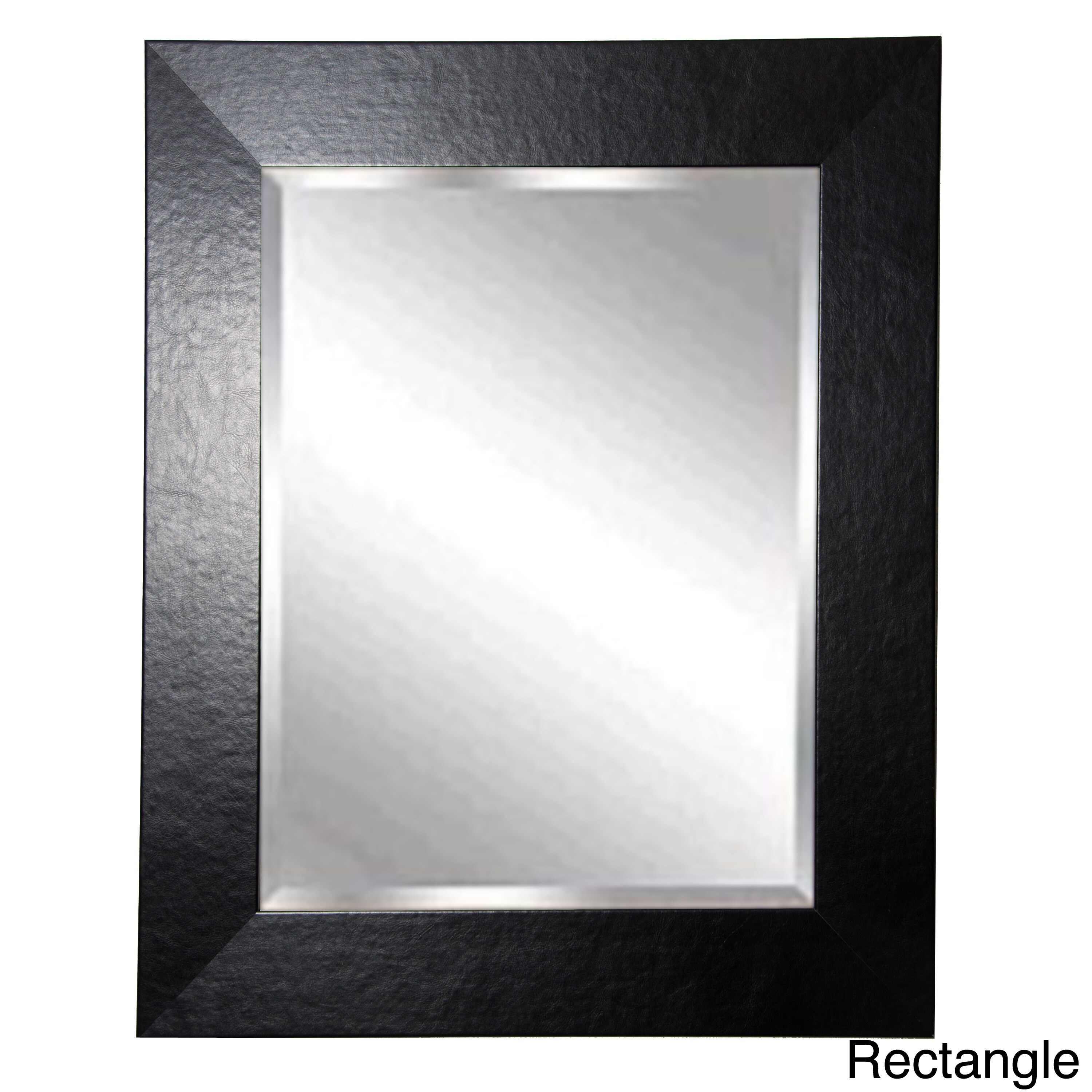 American Made Rayne Black Leather Wide Wall Mirror Overstock Shopping