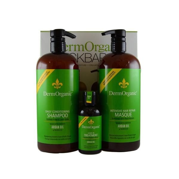 DermOrganic Argan Oil Shampoo Leave-in Treatment Masque 3-piece Kit