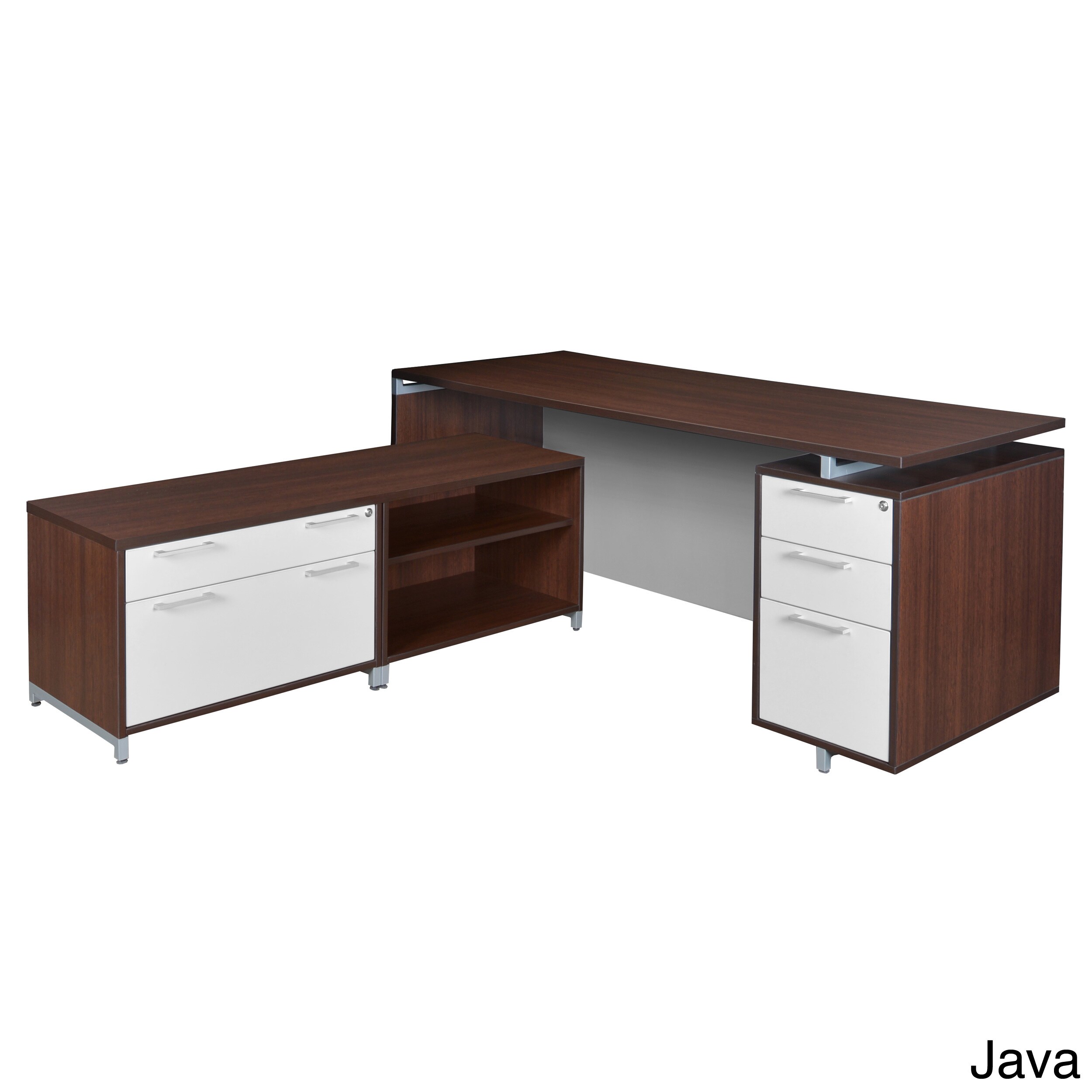 71 Inch L Desk With Lateral File Open Storage Cabinet Low