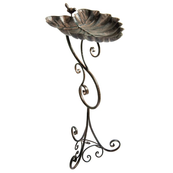 Ornate Leaf Pedestal Bird Bath