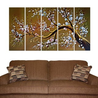 Find Shop Large Abstract 'Modern Brown Tree' Oil Painting 5-piece Canvas Set