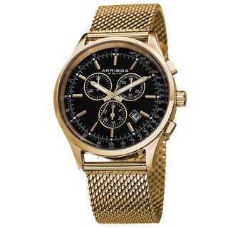 Akribos XXIV Men's Swiss Quartz Chronograph Mesh Stainless Steel Strap Bracelet