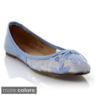 Mixx Shuz Women's 'Toni' Mesh Flower Fabric Ballet Flats Today: $28.99