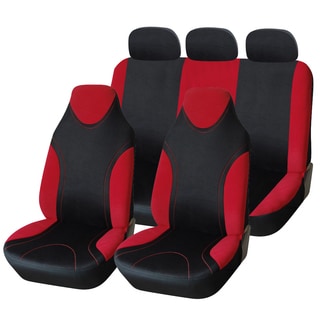 Adeco 7-piece Universal Fit, Black/Red Interior Decoration Car Vehicle Front Seat Cover Set-Image