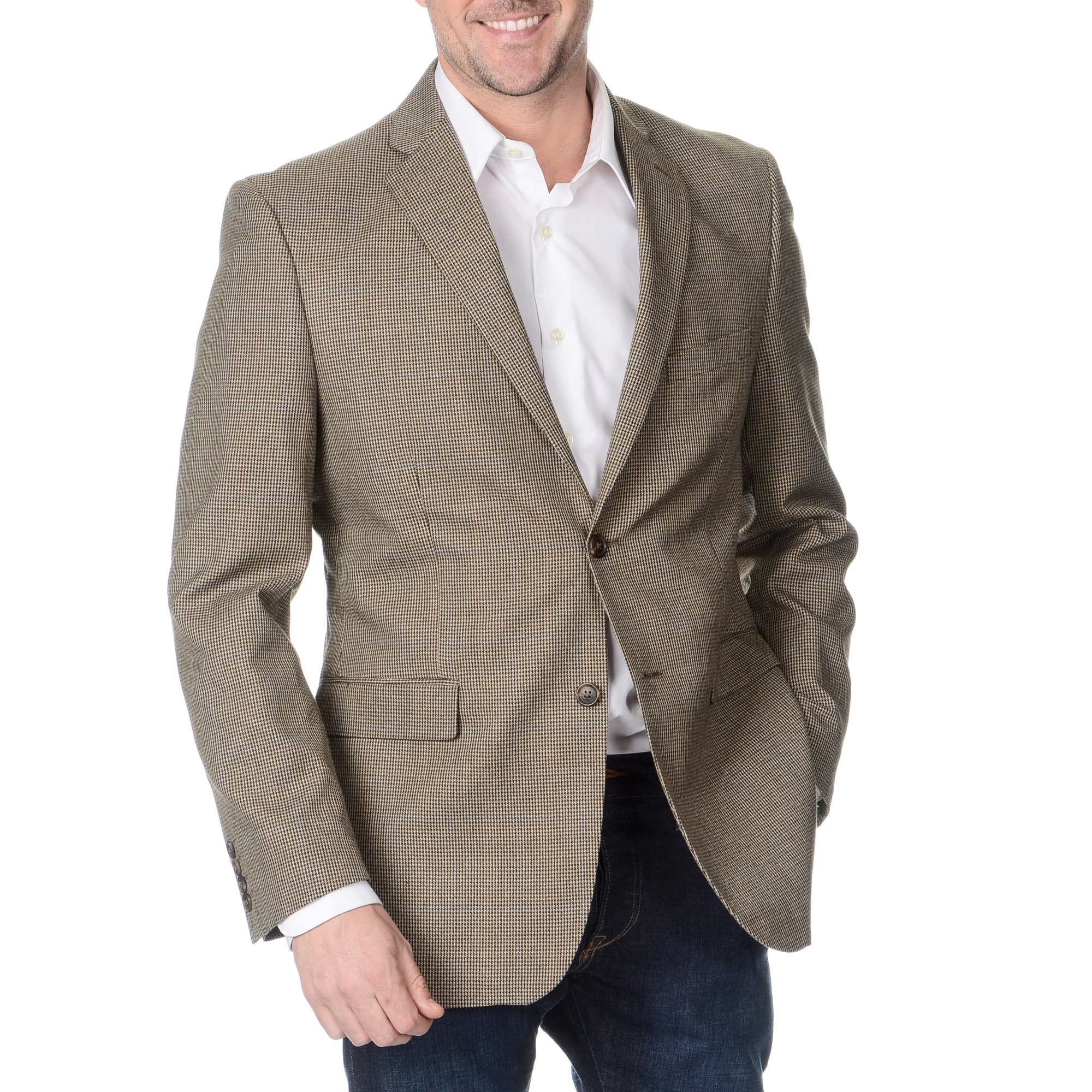 Adolfo Men's Brown Houndstooth 2button Blazer Overstock Shopping