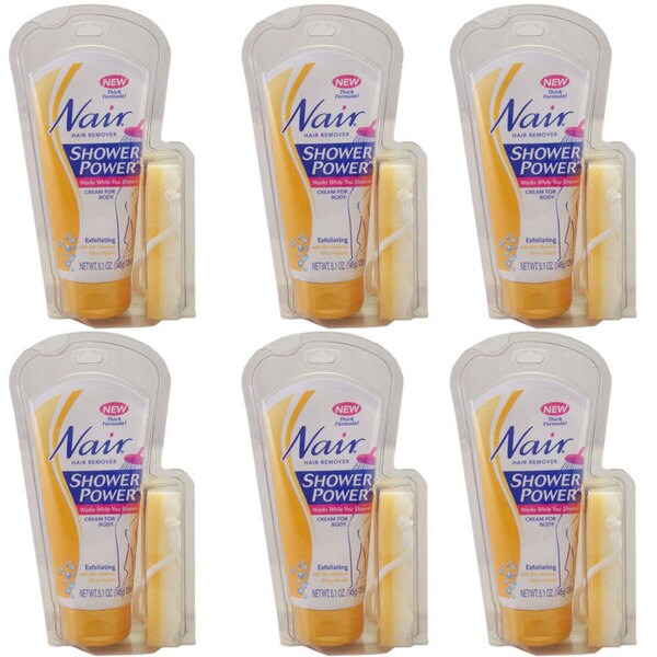 Nair Hair Remover Exfoliating Shower Power 5.1-ounce Body Cream (Pack of 6)