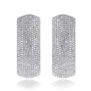 Luxurman 14k White Gold 3 35ct TDW Diamond Hoop Earrings (I-J, I1-I2 ...