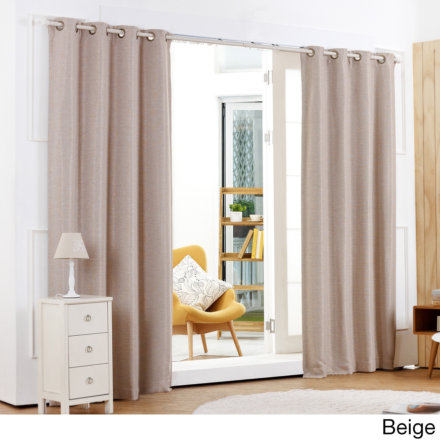 Lights Out Shimmery Basketweave Grommet Top Blackout 84-inch Curtain ...