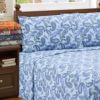 Luxor Treasures Paisley Cotton Deep Pocket Flannel Sheet Set