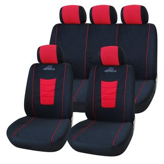 Adeco Black/ Red 9-piece Car Vehicle Seat Covers-Image