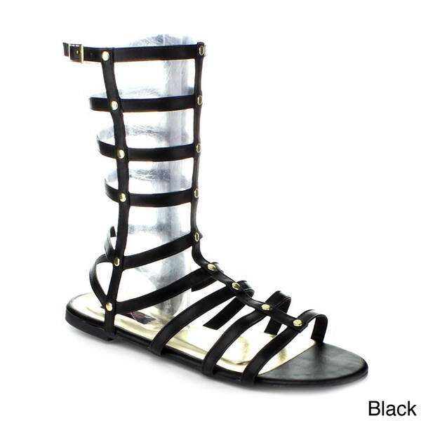 Dollhouse Women's 'Roman' Mid-calf Gladiator Flat Sandals - Overstock ...