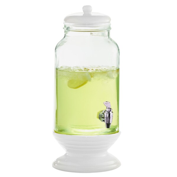 White Ceramic/ Glass Beverage Dispenser