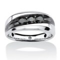 PalmBeach Men's 3/4 TCW Channel-Set Black Diamond Ring in Platinum over Sterling Silver
