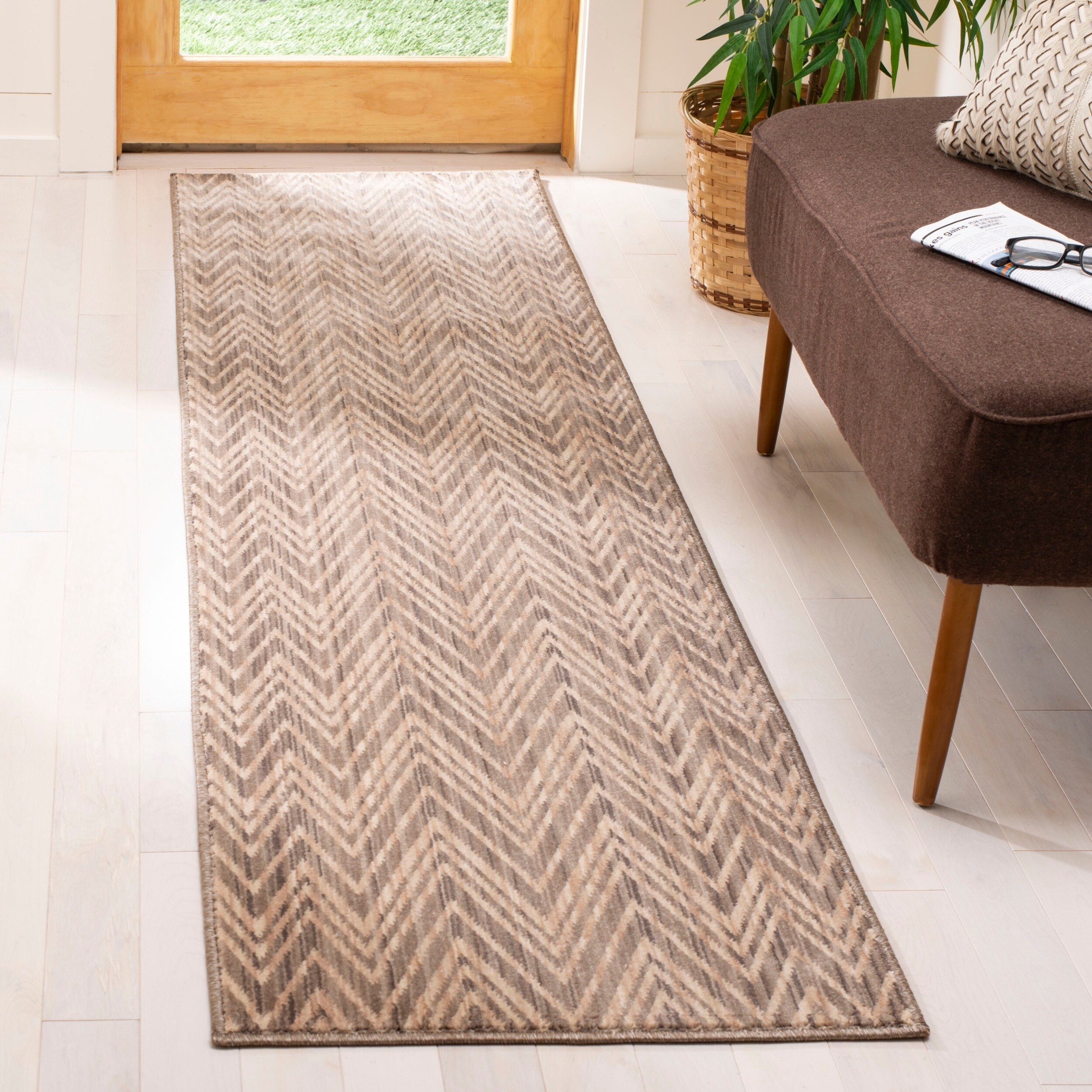 Safavieh Infinity Taupe/ Beige Polyester Rug (2 X 8)
