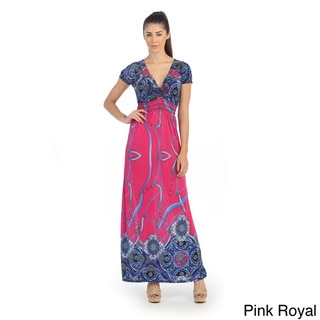 Hadari Women's Paisley Print Cap Sleeve Maxi Dress