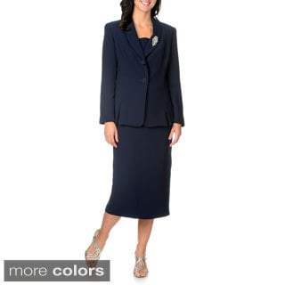 Giovanna Signature Women's Shawl Collar 2-piece Skirt Suit