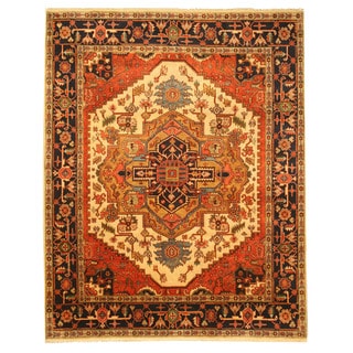 See Reviews Hand-knotted Wool Ivory Serapi Rug (12' x 15')