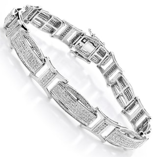 Luxurman 10k White Gold Men's 2 25ct Diamond Pave Bracelet (H-I, SI1 ...