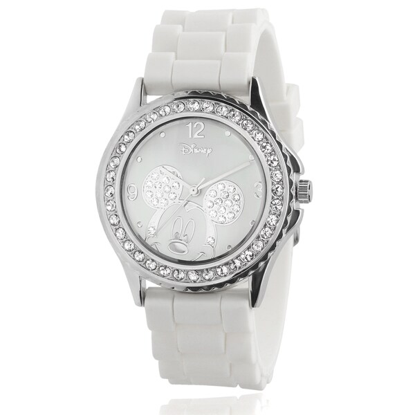 Disney Mickey Mouse Women's Rhinestone-accented Silicon Watch