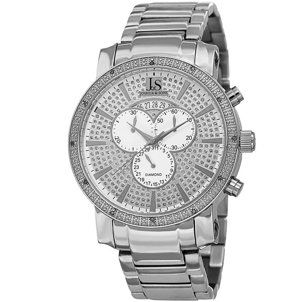 Joshua & Sons Men's Diamond Chronograph Stainless Steel Bracelet Watch