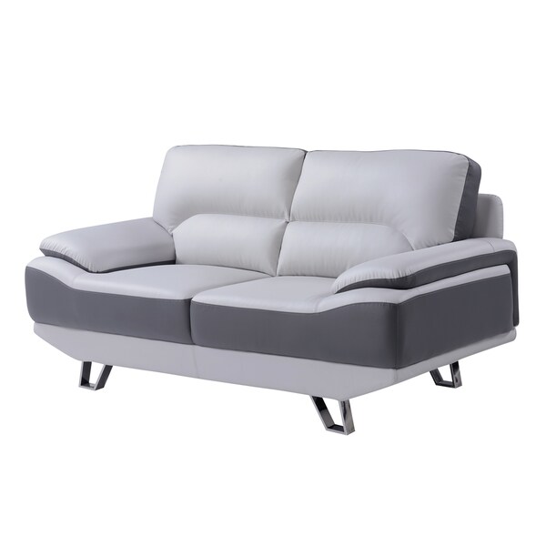 Natalie Light Grey/ Dark Grey Bonded Leather Loveseat 16218639