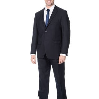 Pronto Men's Slim Fit 'Wool Max' Navy Wool Blend 2-piece Suit-Image