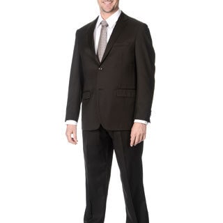 Pronto Men's Slim Fit 'Wool Max' Brown Wool Blend 2-piece Suit-Image